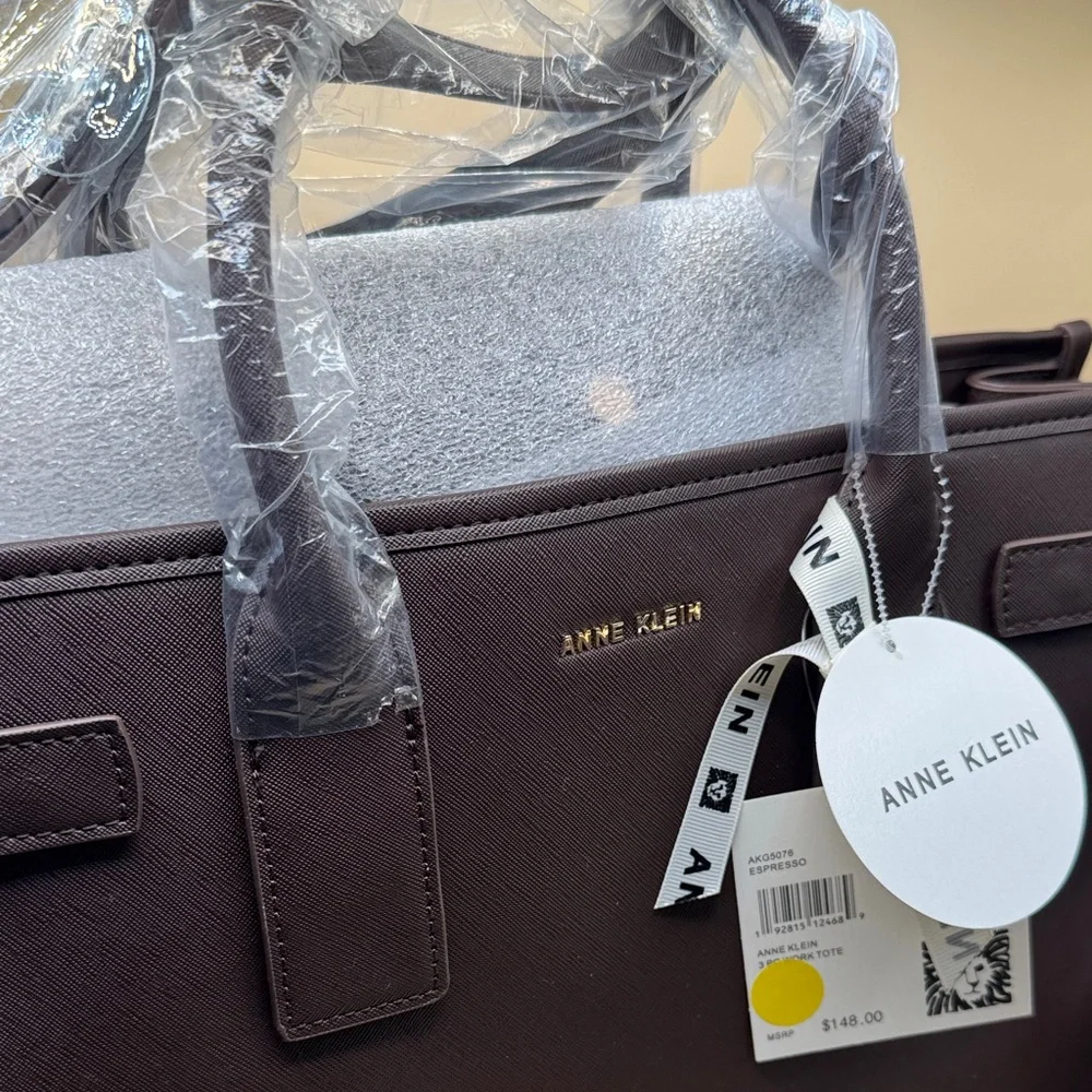 Anne Klein Dark Brown 3 pc Work Tote